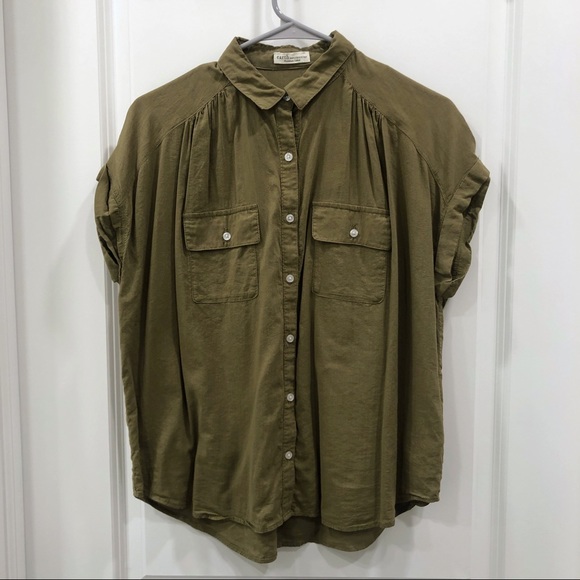 *SOLD* Soft Drapey Cotton Shirt in Khaki - Picture 1 of 8